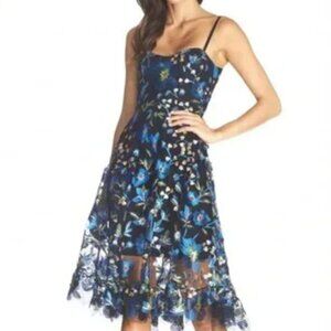 Dress the Population Floral Embroidered Black Sheath dress